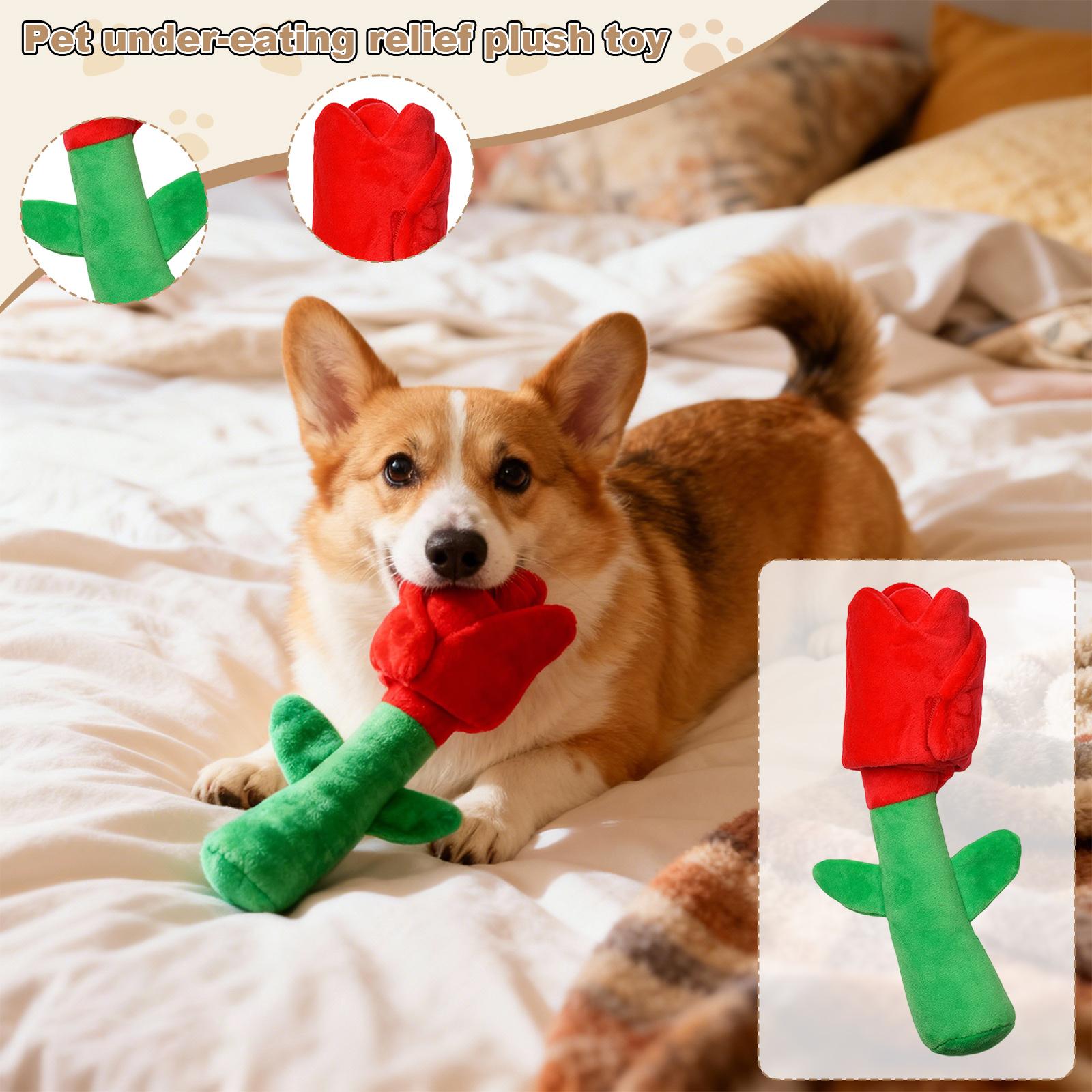 

Rose Shaped Plush Dog Toy - Interactive Squeaky -Dispensing Puzzle Toy For Boredom Relief, Chew Toy For Small, Medium & Large Breeds One Size