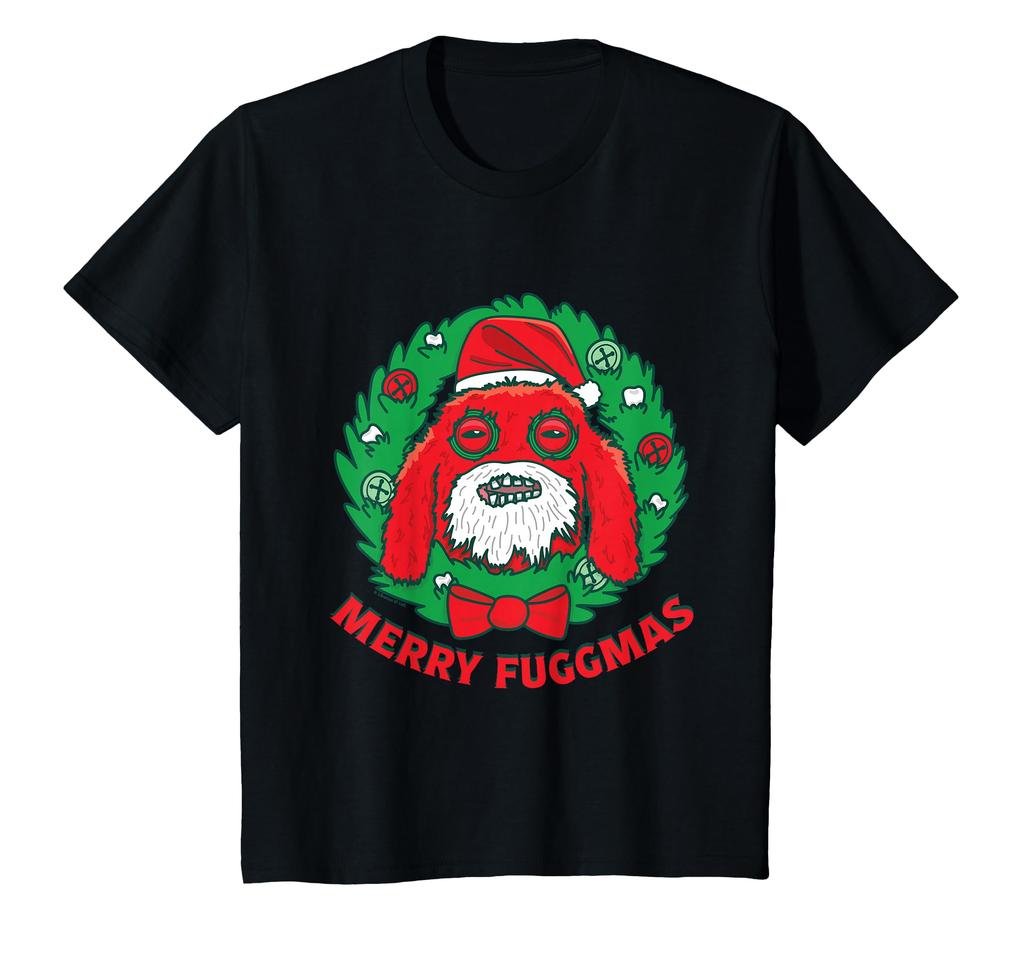 Kids Santa Fuggler Merry Fuggmas Christmas Wreath Kids T-Shirt