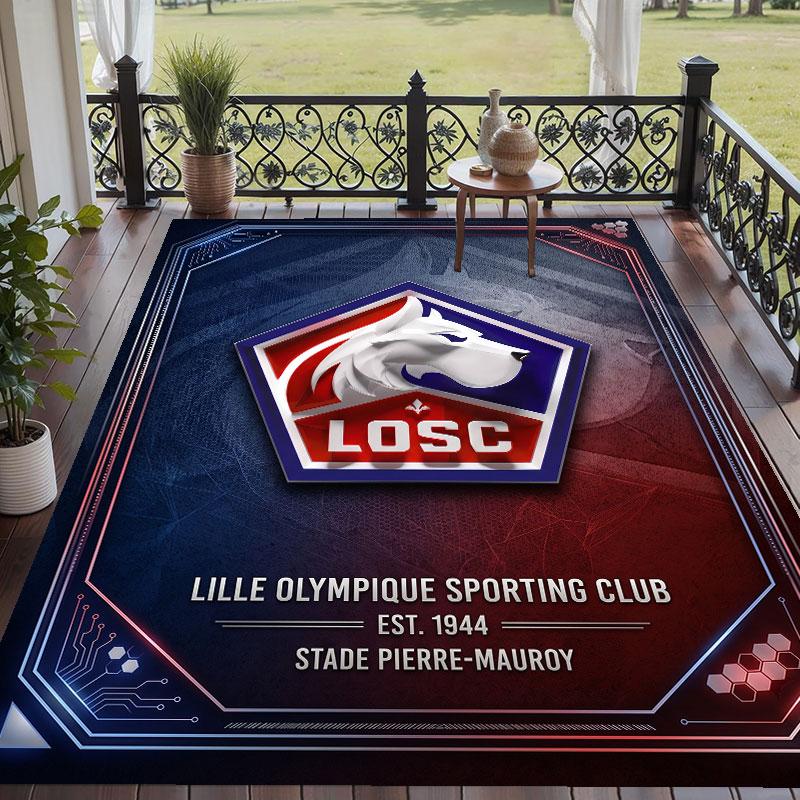 Soft Floor Carpet LOSC Lille FC Pattern Area Rug Decorative Mat For Home Room Decoration