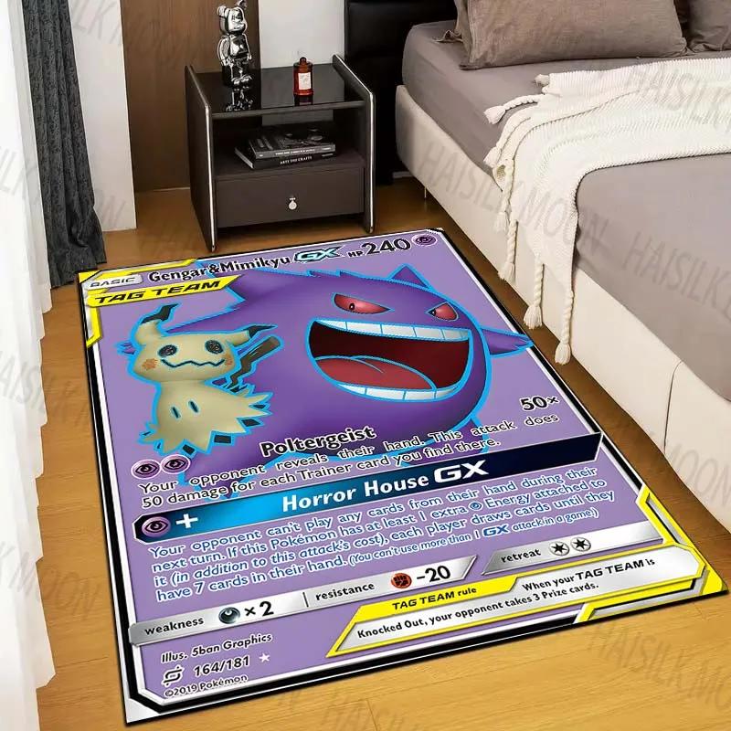 15 Sizes Gengar Pokémon Cards Print Rug Living Room Bedroom Carpet Mat Sofa Doormat Floor Rug Gift for Family Friend Potdemiel