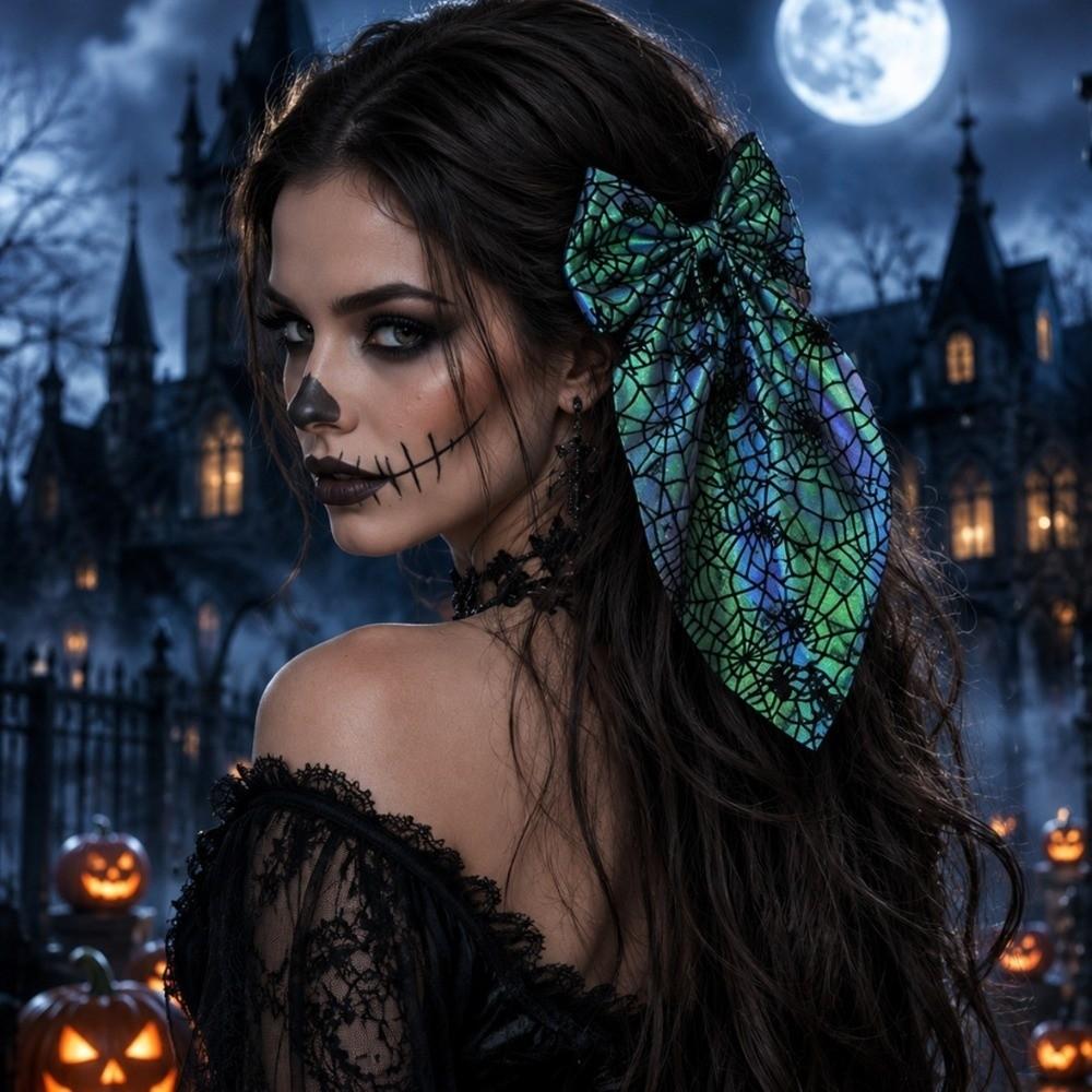 Spring Clip Pumpkin Hair Clip Gothic Halloween Scrunchie Creative Spider Web Hair Bow Masquerades