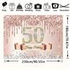 Large elegant rose gold 50th birthday backdrop, suitable for parties, birthdays, festivals and other occasions