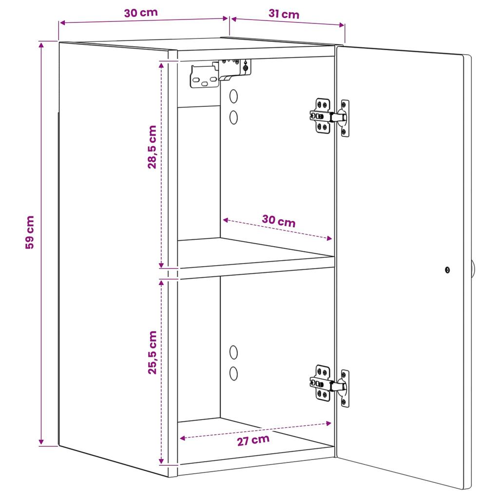 Bathroom Wall Cabinet ZWOLLE White 30 X 31 X 63 Cm