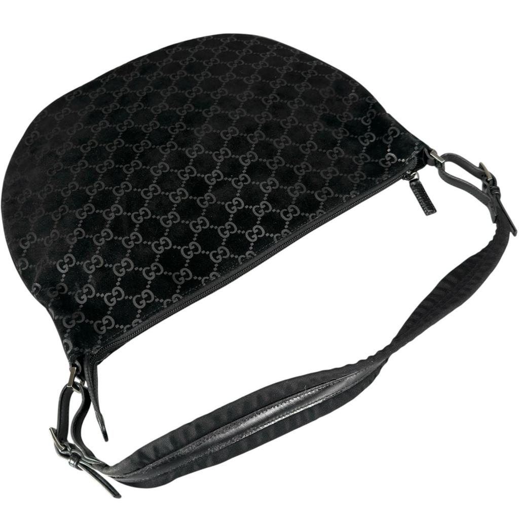 Gucci Shoulder Bag Black Women GG Pattern Used