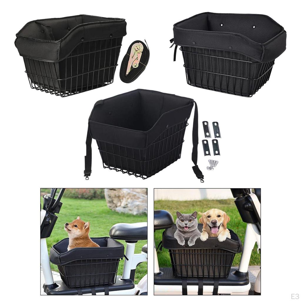 Basket Bike Pannier Container Accessories Sundries Organizer with Liner Bag for Outdoor