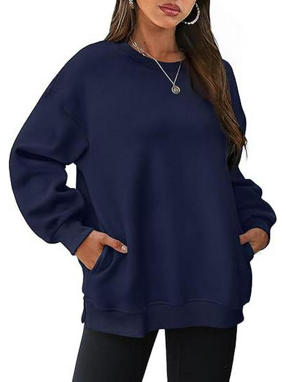 Women's Oversized Plus Velvet Round Neck Pullover Sweatshirt