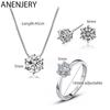 ANENJERY Classic Dazzling 6 Claws Zircon Necklace+Earrings+Ring Jewelry Sets for Women Wedding Jewelry