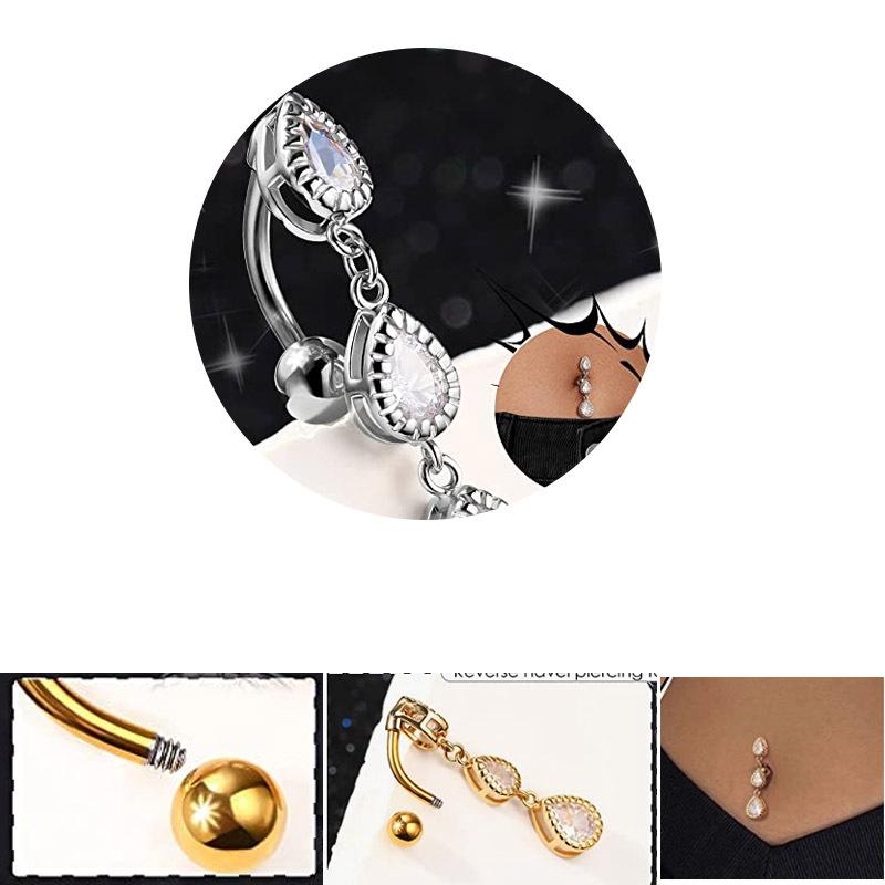 Human Puncture Jewelry Stainless Steel Pour Water Droplet -Shaped Navel Loop European And American Selling Navel Nails