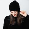 Women's 100% Pure Cashmere Korean Style Striped Hat - Hand-Knitted, Warm, Brimless Dome for Autumn & Winter