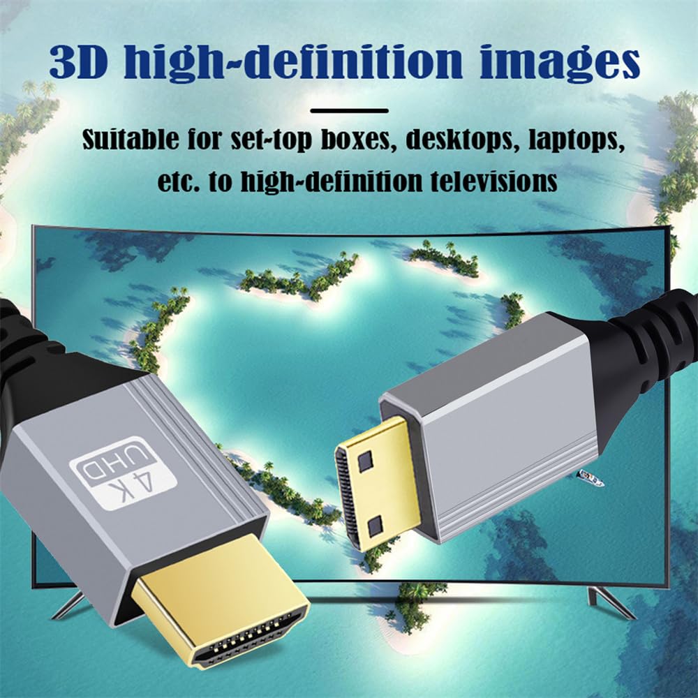 xiwai 4K 60Hz High Speed HDMI Male to Micro HDMI Male Cable with Sleeved Straight Connector for Laptop Monitor HDTV 30cm 2.0 Type-D Computer,