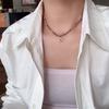 Titanium Steel Red Stone Beaded Sun Pendant Necklace Temperament Retro Niche Collarbone Chain Simple Light Luxury Versatile Jewelry