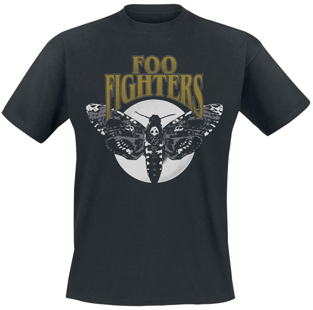 Foo Fighters Retro Wing & Lightning Badge Print T-Shirt, Cotton Unisex Rock Fans Tee