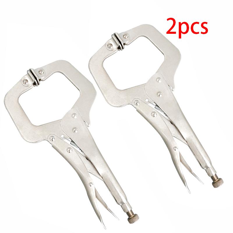1/2 Stück 6 Zoll Hochleistungs-C-Klemmzange mit Verriegelung, verstellbarer Schweißklemmenclip und regulären Spitzen, Handwerkzeug zum Befestigen von Holzarbeiten