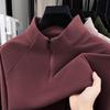 Men's Heavyweight Fleece-Lined Hoodie with Stand Collar, Half-Zip, and Thick Fabric; Solid Color Autumn/Winter Style.