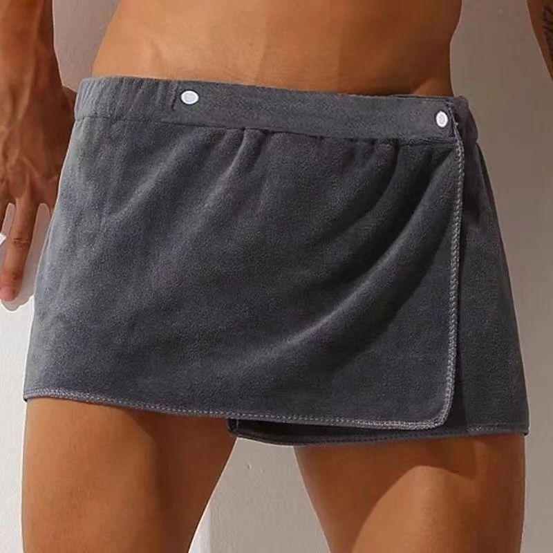 Men's Soft Absorbent Fiber Bathrobe for Hotel, Pool, or Beach Use with Buckle Closure.