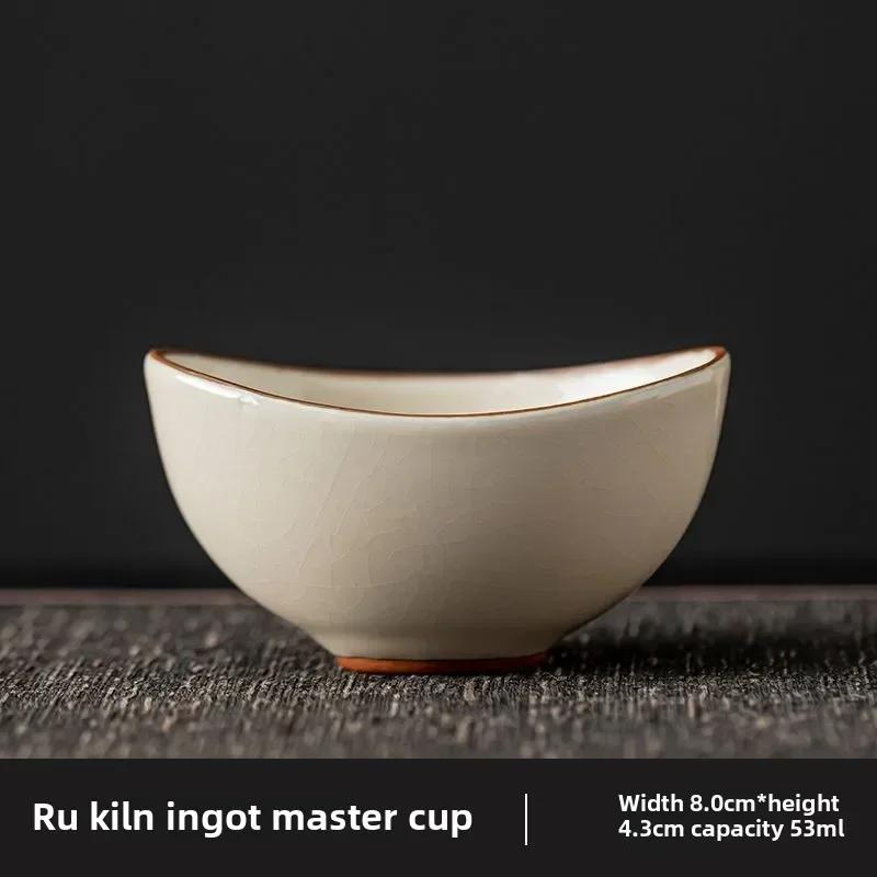 Handmade Dehua Ceramic Tea Cup - Ru Kiln Style, Yellow Glaze Personal Gongfu Tea Set for Home Brewing & Tea Ceremony