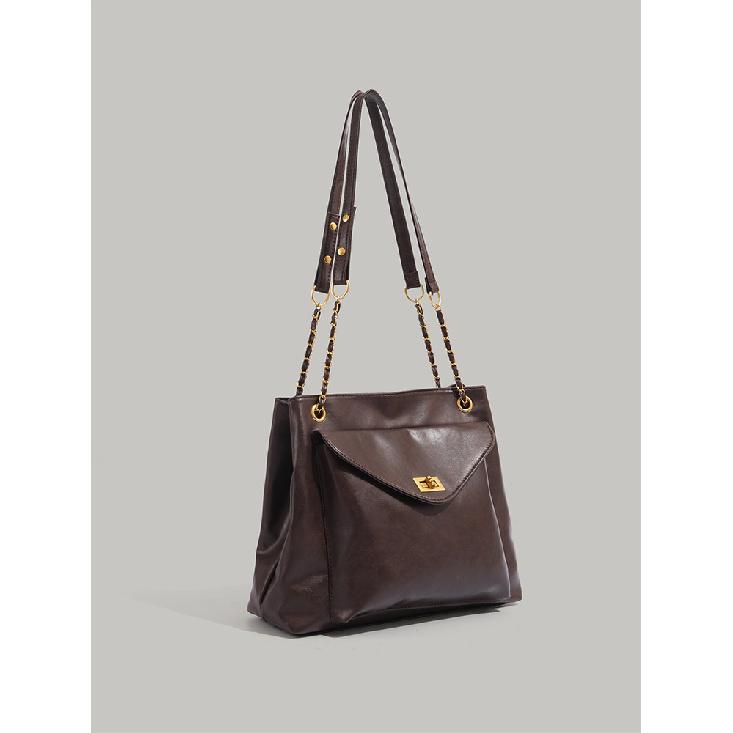 

2025 New Fashion Underarm Tote Bag Simple Large Capacity Large Shoulder Bag Autumn Winter Retro Stray Bag Women Coffee Color