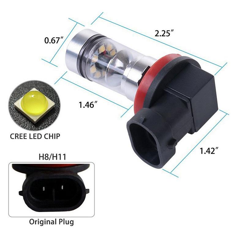 2pcs H8/H11 3030 100W 20LED High Power Car Fog Driving Light DRL Bulb White