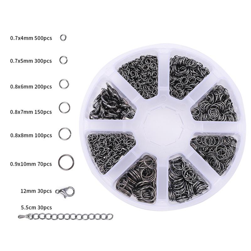 Cross-Border DIY Jewelry Kit: 8-Compartment Box Set with Lobster Clasp, Bracelet & Necklace Components