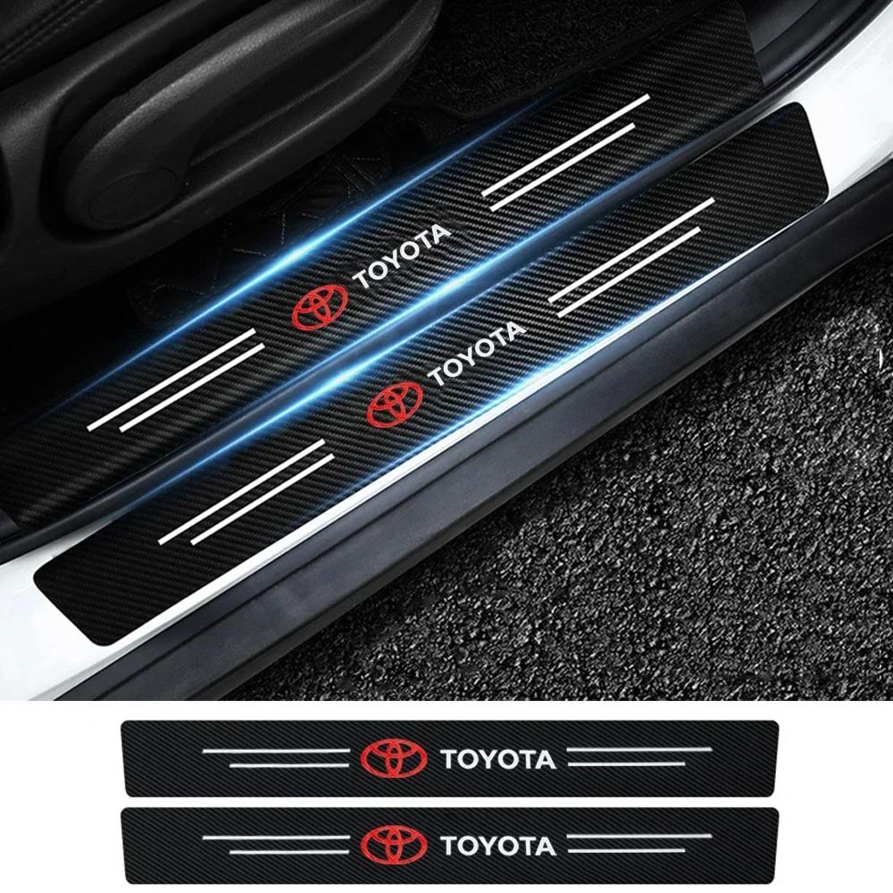 QDJ1 Car Threshold Strip Carbon Fiber Sticker Car Door Sill Protector Accessories For Toyota Rav4 Yaris Prius Avensis Corolla Camry