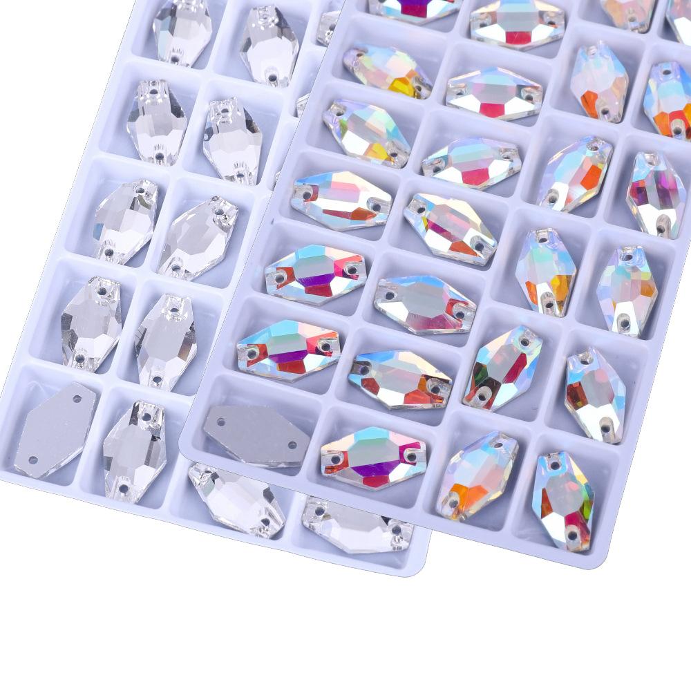 Vase Flat Bottom Glass Hand Sewn Drill Color Double Hole Colorful Ab Crystal Flat Buckle, Glass Rhinestone Diy Material