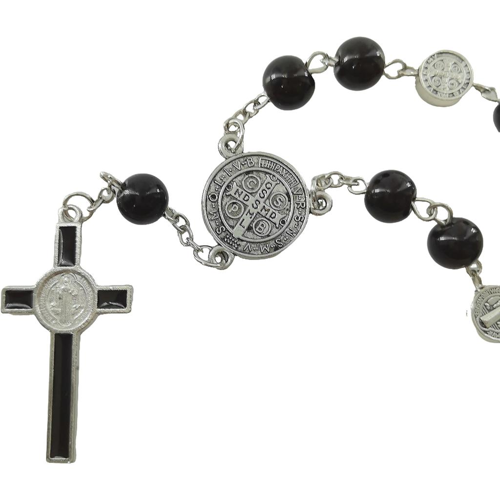 Fashion Handmade Necklace Ladies Imitation Vintage Style Zircon Rosary Beads With Cross Pendant Zircon