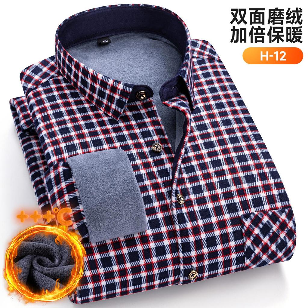 New Plus Size 8XL 7XL 6XL Men's Shirt Autumn Winter Fleece Thickened Warm Long Sleeve Plaid Business Casual Slim-fit Man Clothes