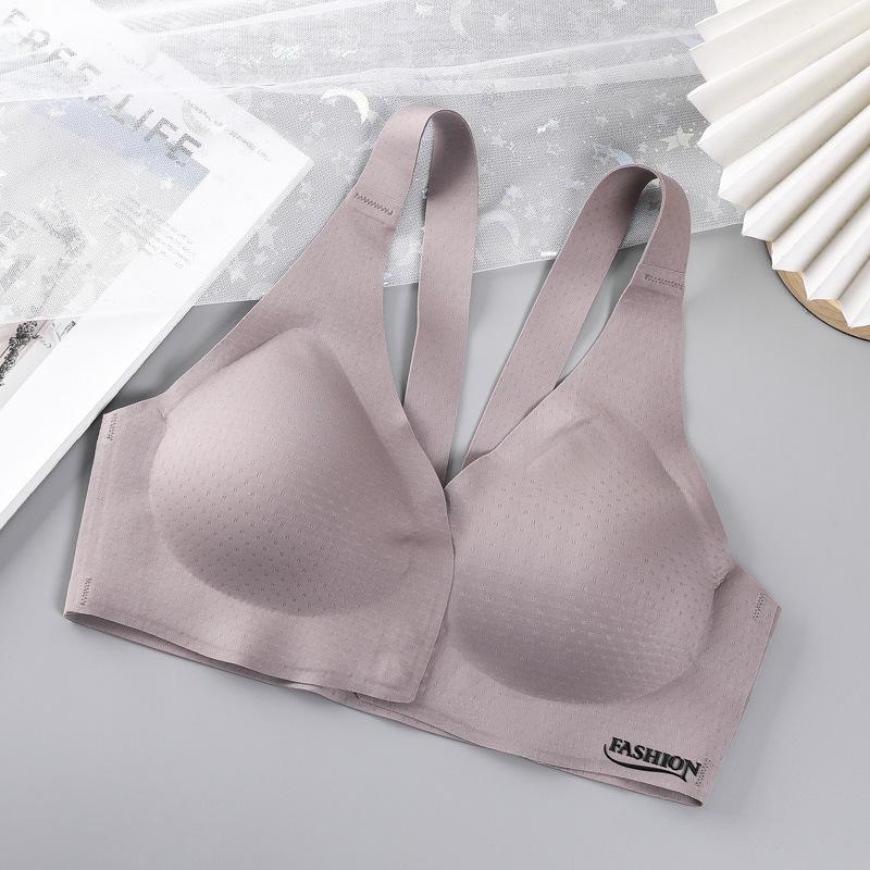 One-piece Ice Silk Seamless Steel Ring, Front Buckle Adjustment Type, Gather and Close Sub-breasts, Beautiful Back, Sports Underwear, Women's Bra