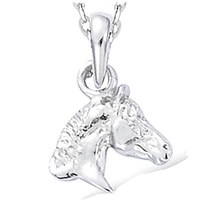 [L1790] - Silver 'Horse' Silver Pendant (rhodium-plated) - 18x12 Mm