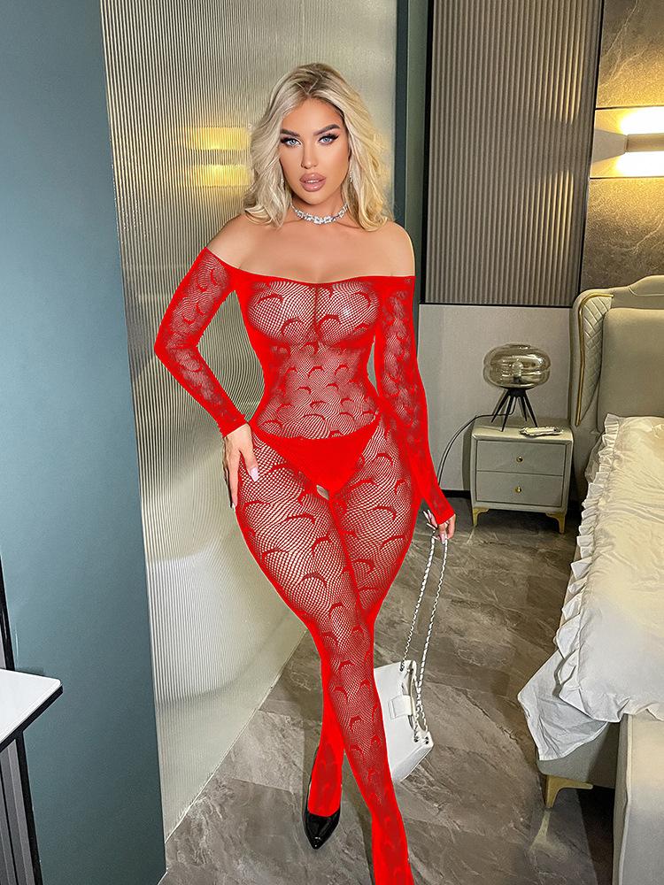 Sexy Underwear Mesh Sexy Fishing Net Pajamas Hip Skirt Long Sleeve Tights