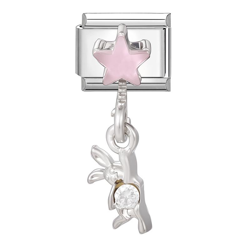 Women Zircon Heart Butterfly Moon Star Bow Pearl Pendant Italian Charm Links Fit 9mm Stainless Steel Bracelet DIY Making Gifts