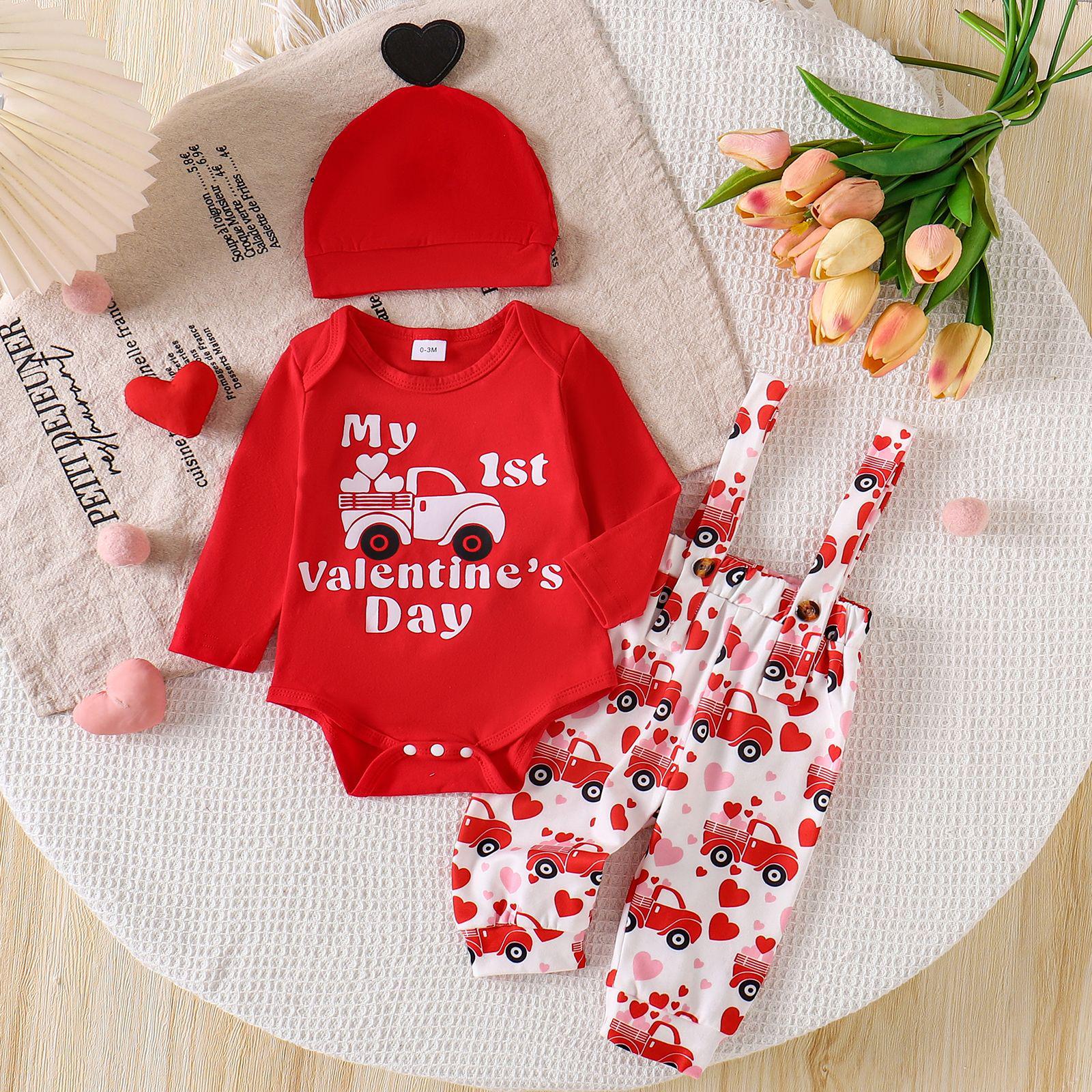 

New Arrival: Girls Long-Sleeve Bodysuit & Car Print Overalls (European & American Style) 3-6 Months червоний