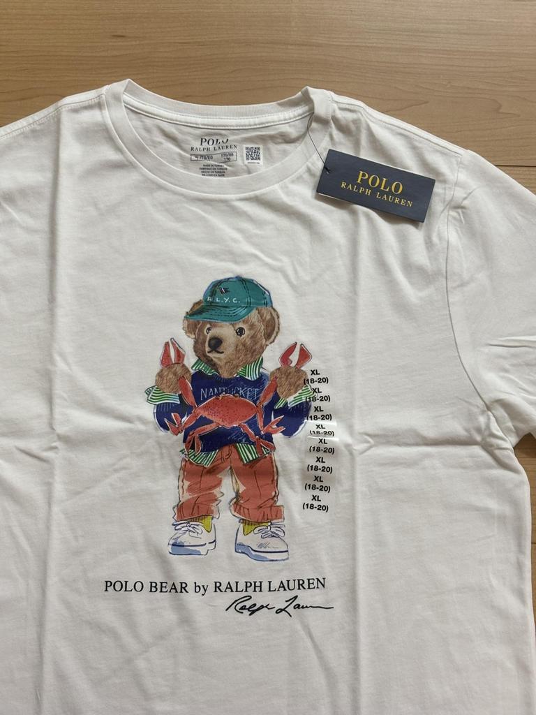 POLO RALPH LAUREN Polo Bear Short Sleeve Size XL White T-Shirt, Boys' (170), [Used]