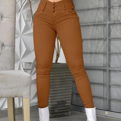 Women's Jeggings with Pockets - Skinny Fit Denim Look - High Waisted Stretchy Pull On Pants