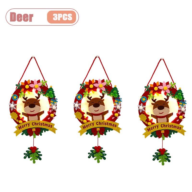 Handgemachter Kinder DIY Weihnachts-Kranz Leuchtende LED-beleuchtete Feiertagsdekoration Weihnachtsbaumschmuck Geschenk Klassenzimmer Weihnachts-Bastelarbeit