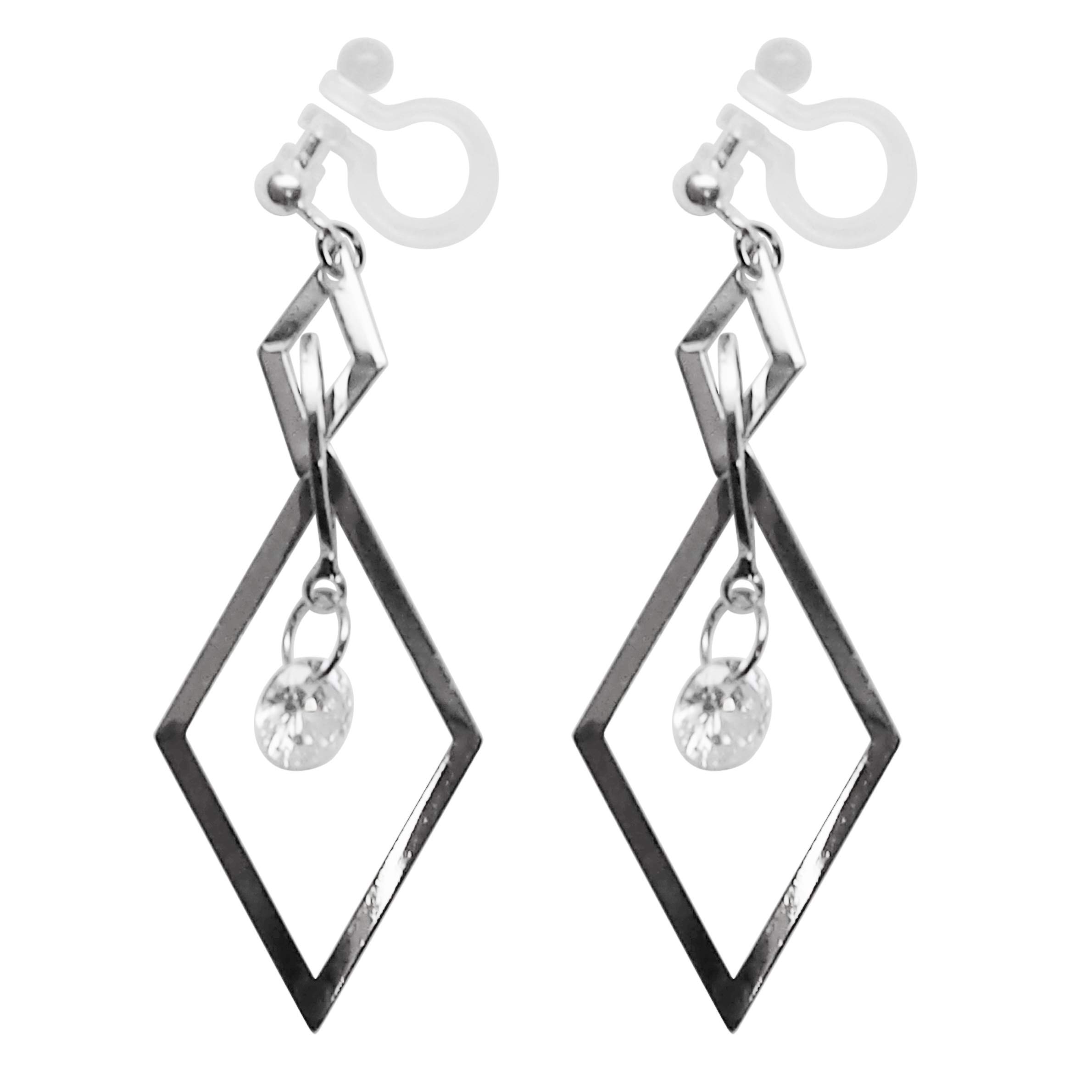 

Earrings for Resin Miyabi Grace [Cubic Zirconia] Women, Dangling, Non-Pierced Earrings, Elegant, Adult, Formal, Large, Painless, Crystal, Square,