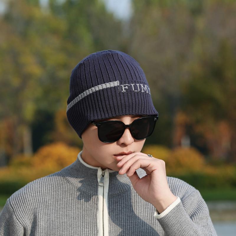 Strickmütze Herren Herbst Winter Wollmütze Outdoor-Sport Kältefest Warm Gestrickte Mütze