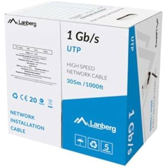 Câble Ethernet LAN - LANBERG - LCU6-10CC-0305-BK - Noir - 305m