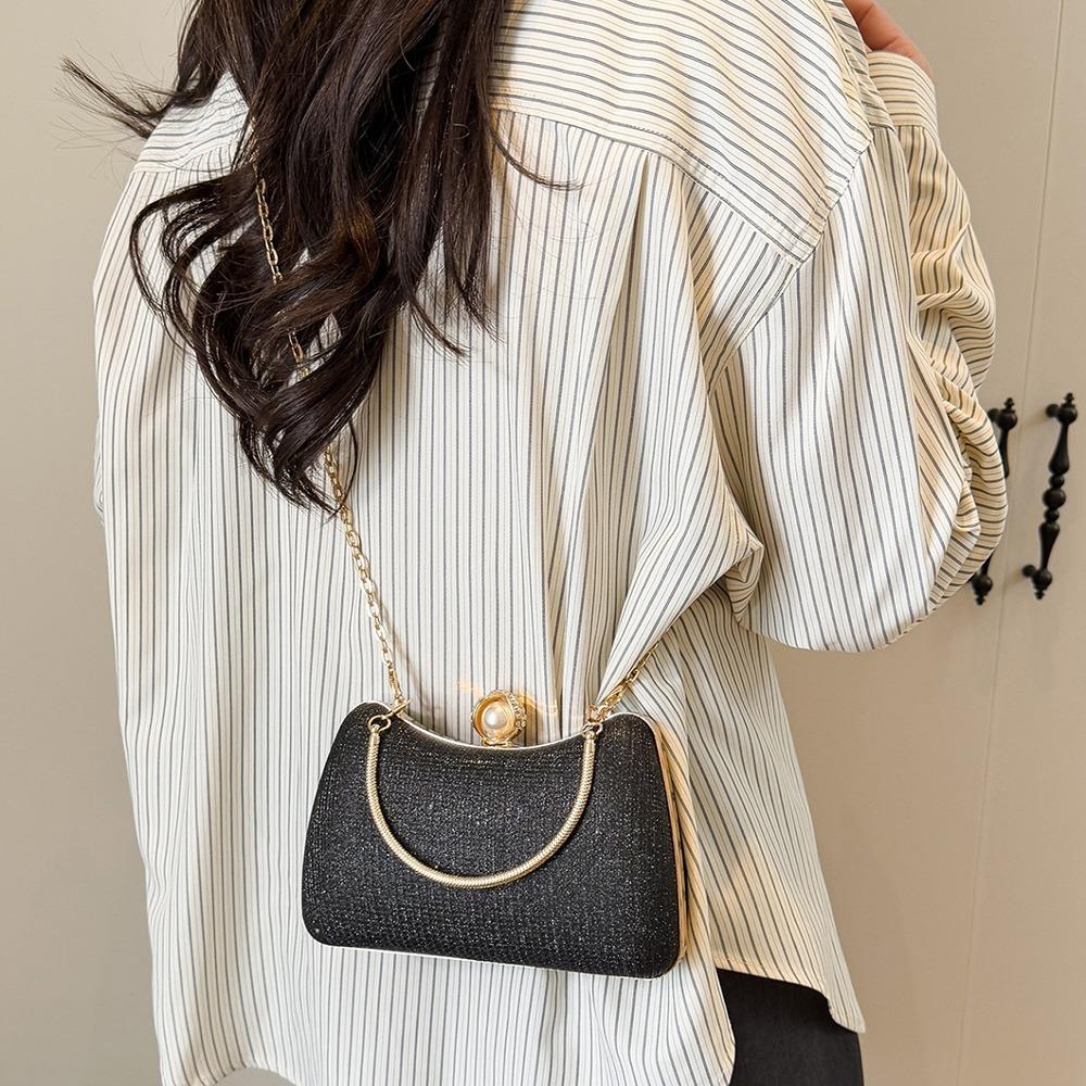 

Metal Top Handle Box Shoulder Bag Elegant Ladies Clutch Bag Portable Crossbody Bag Party рожевий