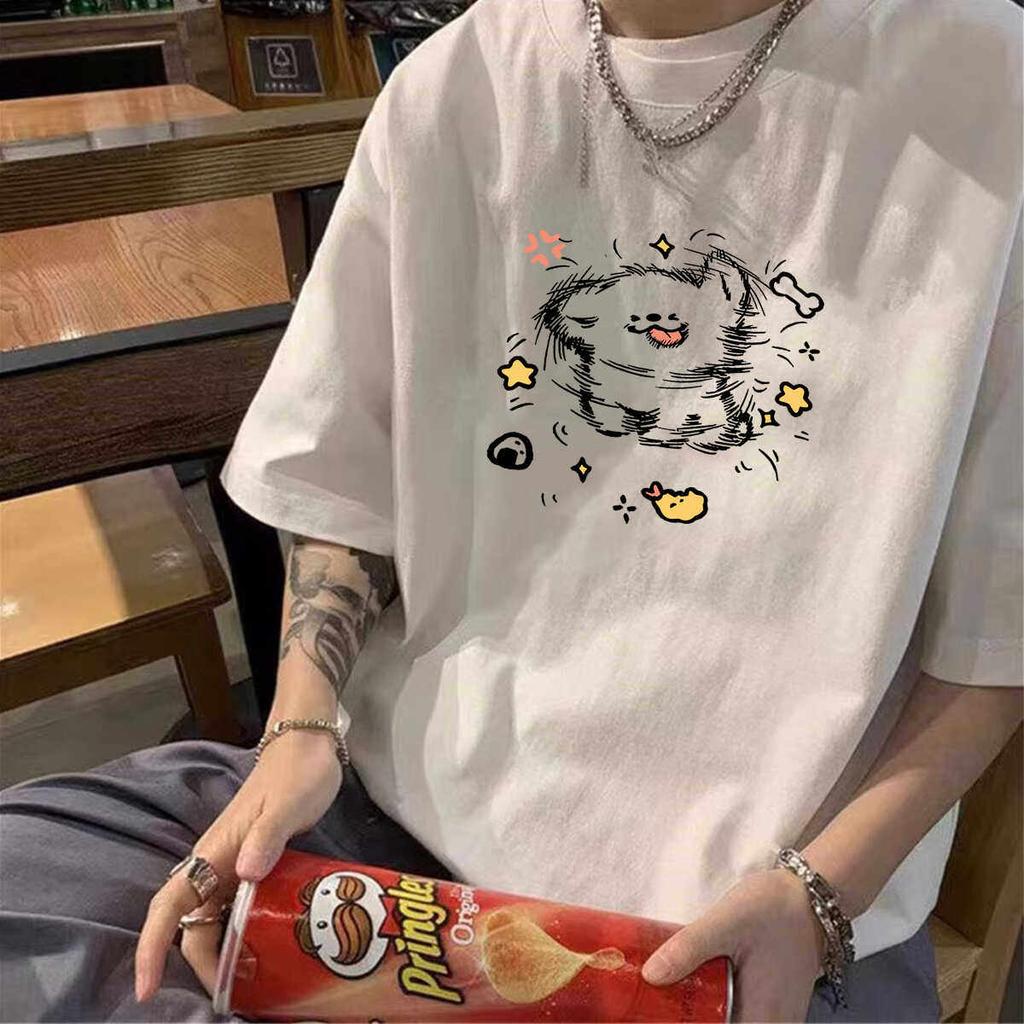 New Style Hong Kongstyle American Retro Pure Cotton Shortsleeved Tshirt for Unisex Summer Loose Halfsleeved Version Breathable