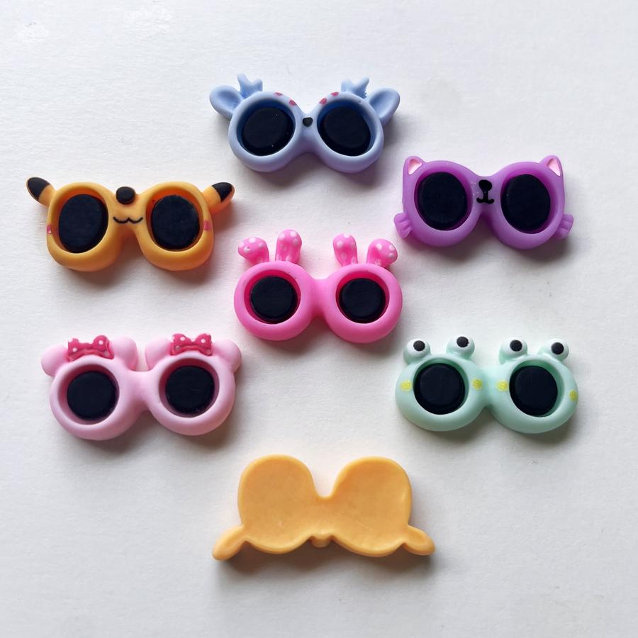 20pcs Mixed Cute Animal Glasses Resin Flat Back Decorative Scrapbook Diy Jewelry Hair Accessories Charm Decorative Accessories