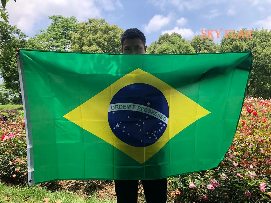 SKY FLAG Bandiera Grande del Brasile 90x150cm da Appendere Poliestere Stampa Digitale Bandiera Banner Brasile Brasileira per Celebrazione