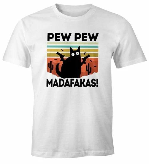 Men s Pew Pew Madafakas T-Shirt! black cat fun shirt saying meme funny XXXL