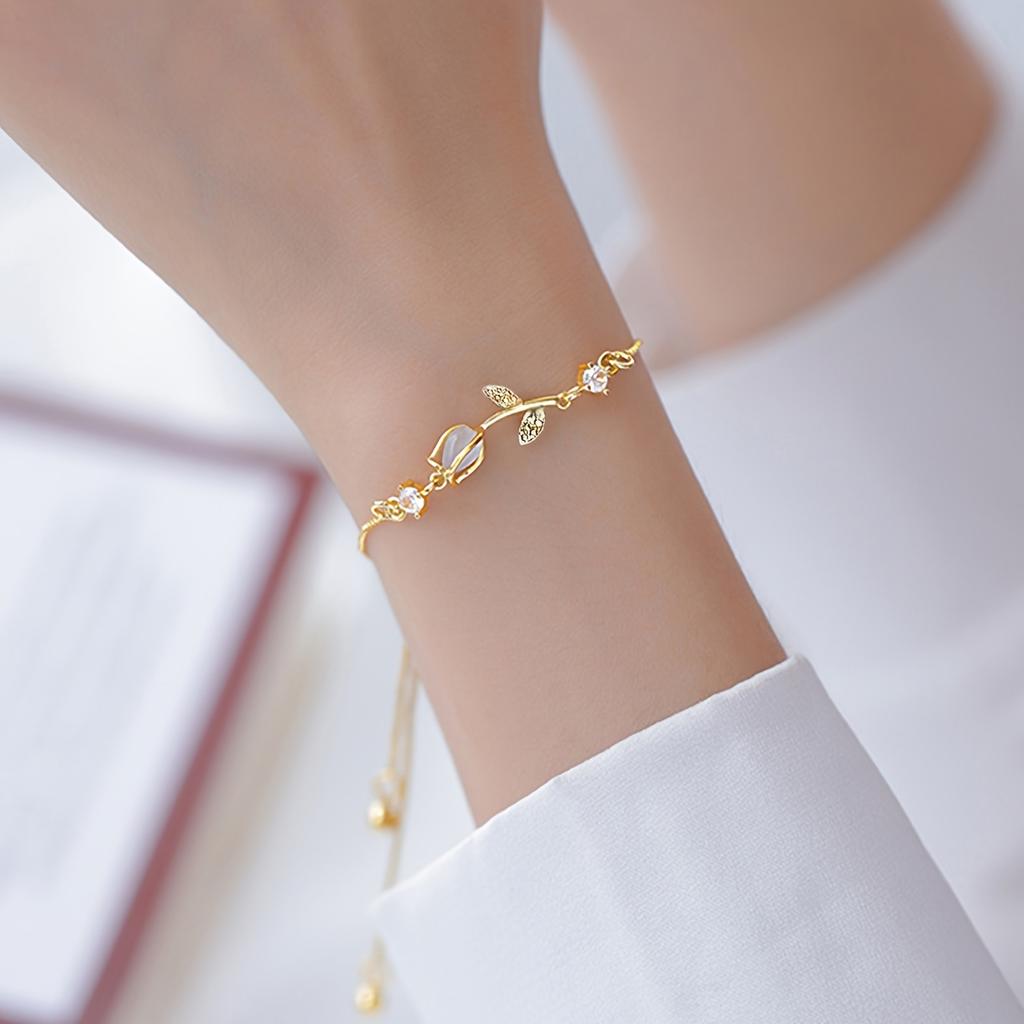 NEW Adjustable Tulip Bracelet, High-Quality Jewelry Upgraded Fashion Accessory Elegant Decorative Hand Chain for Daily Wear Wedding Season Gift