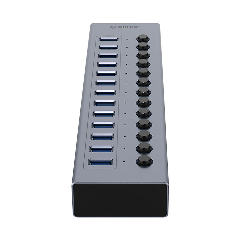 Hub BT2U3-13AB z włącznikami 13x USB-A - szary