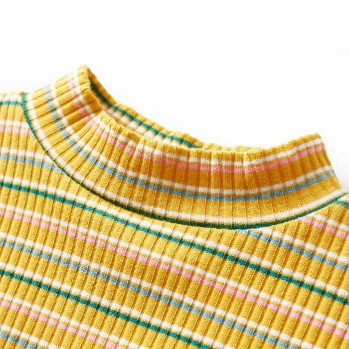 T-shirt enfants manches longues faux col roulé rayures 2 couleurs et 5 dimensions disponibles