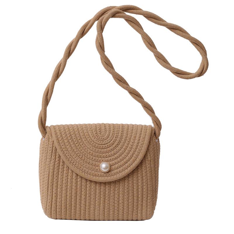 New Summer Casual Handmade Cotton Rope Braided Bag Fashionable Girl Sweet Envelope Bag Trendy Crossbody Bag