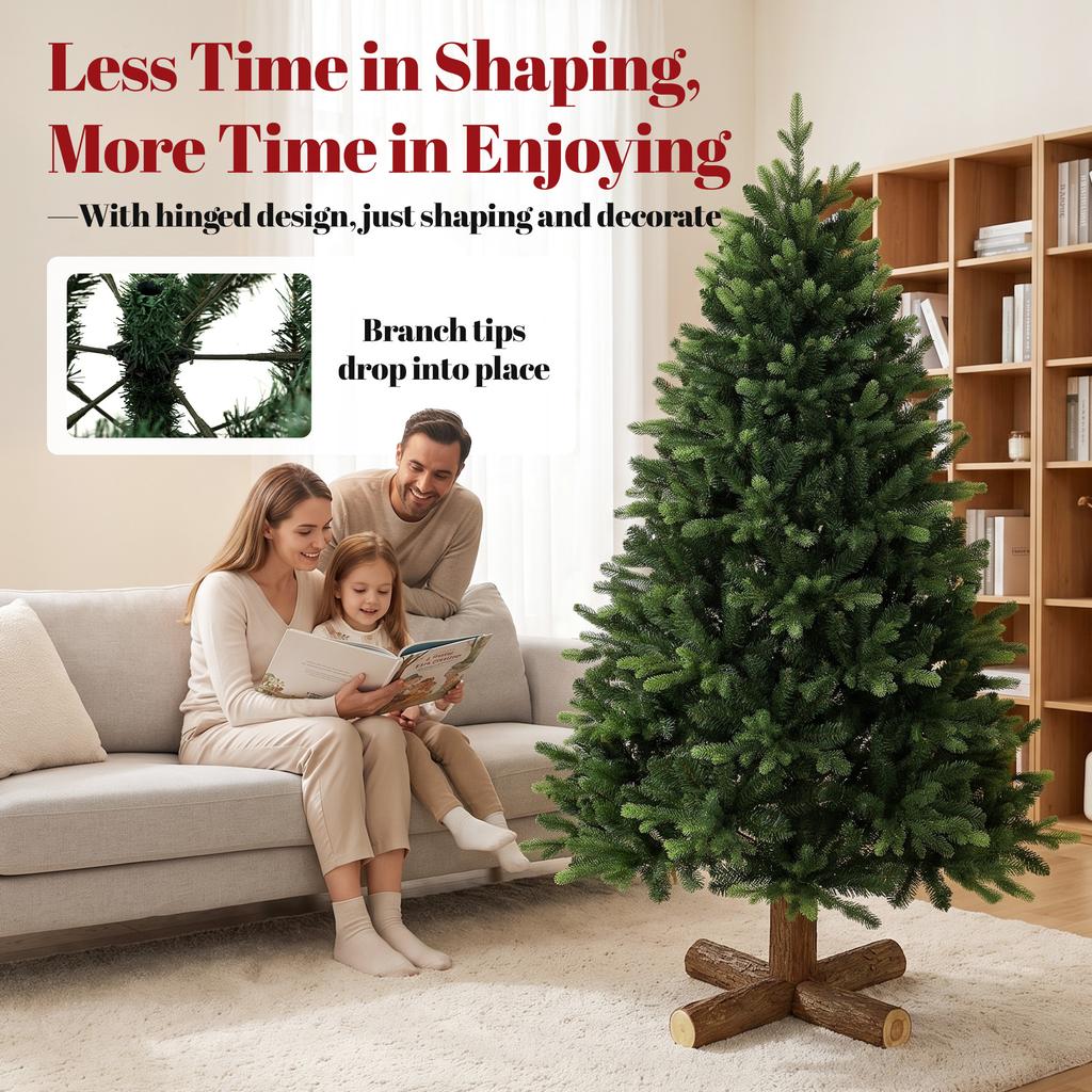 Artificial Christmas Tree, Hinged Xmas Tree with 1620 PE & PVC Branch Tips, 5ft, Green