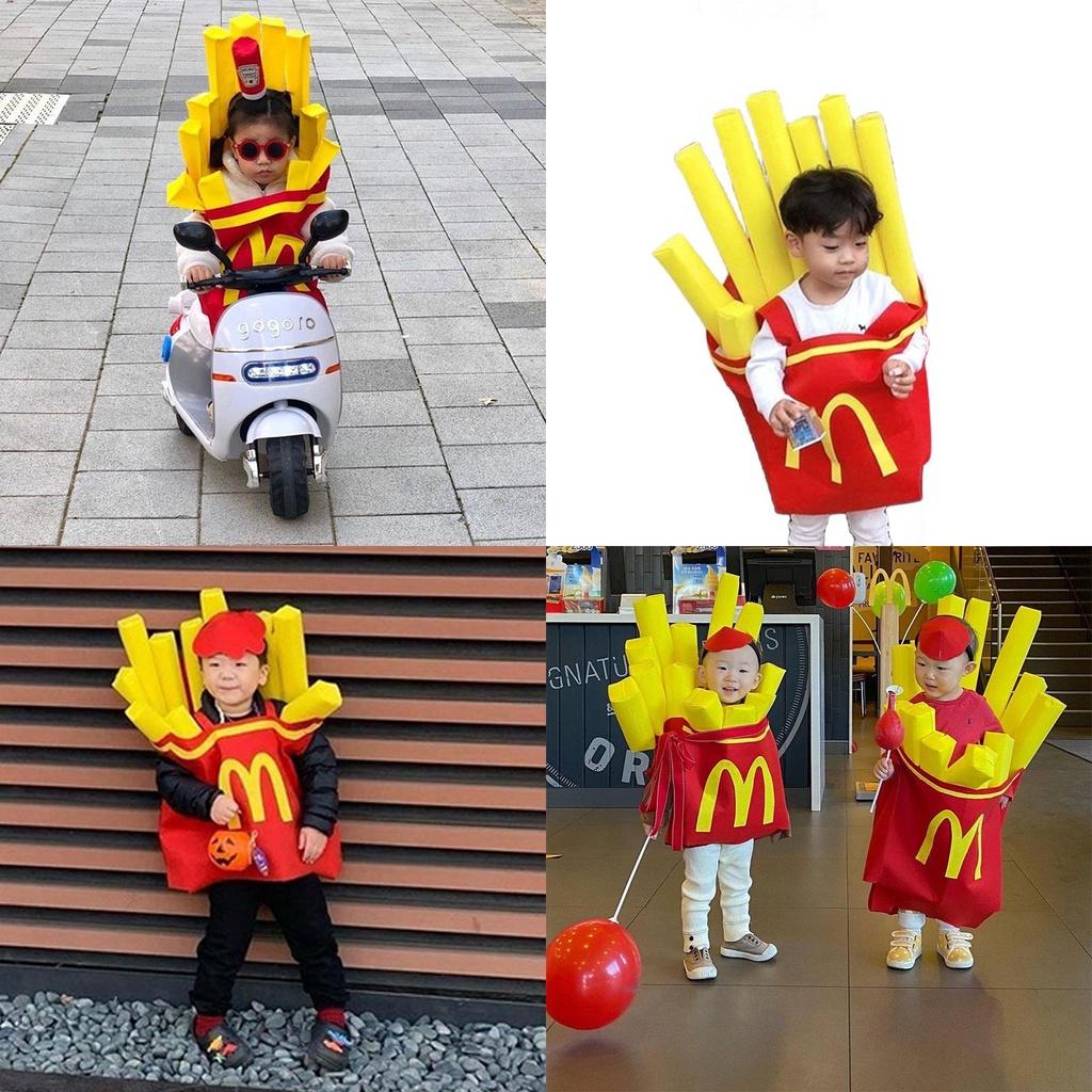 Costume colorato di patatine fritte per bambini Ideale per Natale Capodanno Halloween Feste per la Giornata dei Bambini