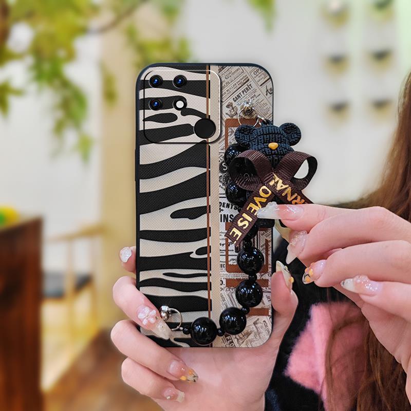 Anti-knock Cute Phone Case For OPPO Realme Narzo 50A Silicone Black Pearl Pendant Dirt-resistant Skin-friendly Feel